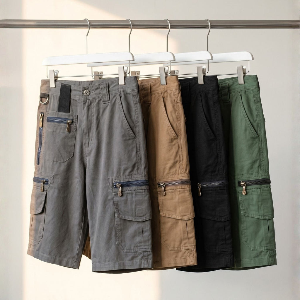 Herren Outdoor-Cargo-Shorts mit 10 Taschen – Baumwolle