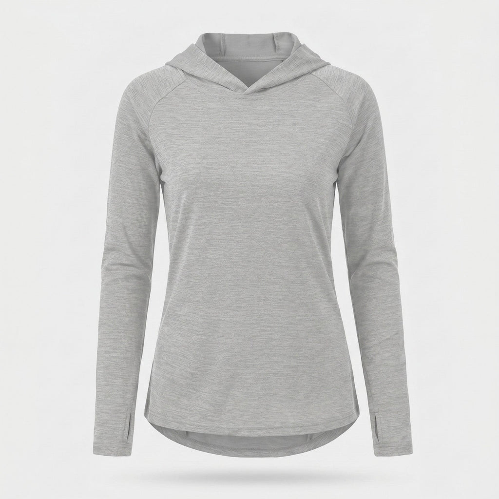 Damen-Sonnenhoodie mittelschwer – UPF 50+ mit Kapuze