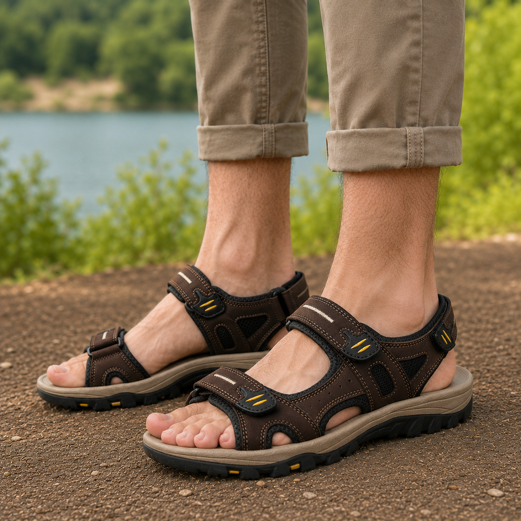 Herrensandalen mit breiter Zehenbox und Fußgewölbestütze