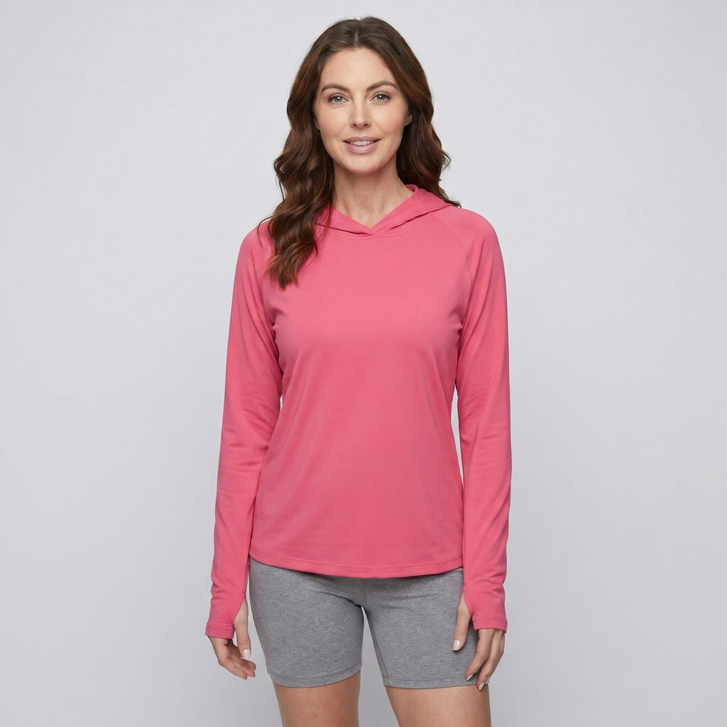 Damen-Sonnenhoodie leicht – UPF 50+ mit Kapuze
