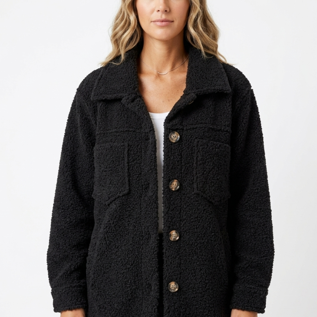 Teddyjacke Damen kurz & warm mit Reverskragen – CozySpring Jacket