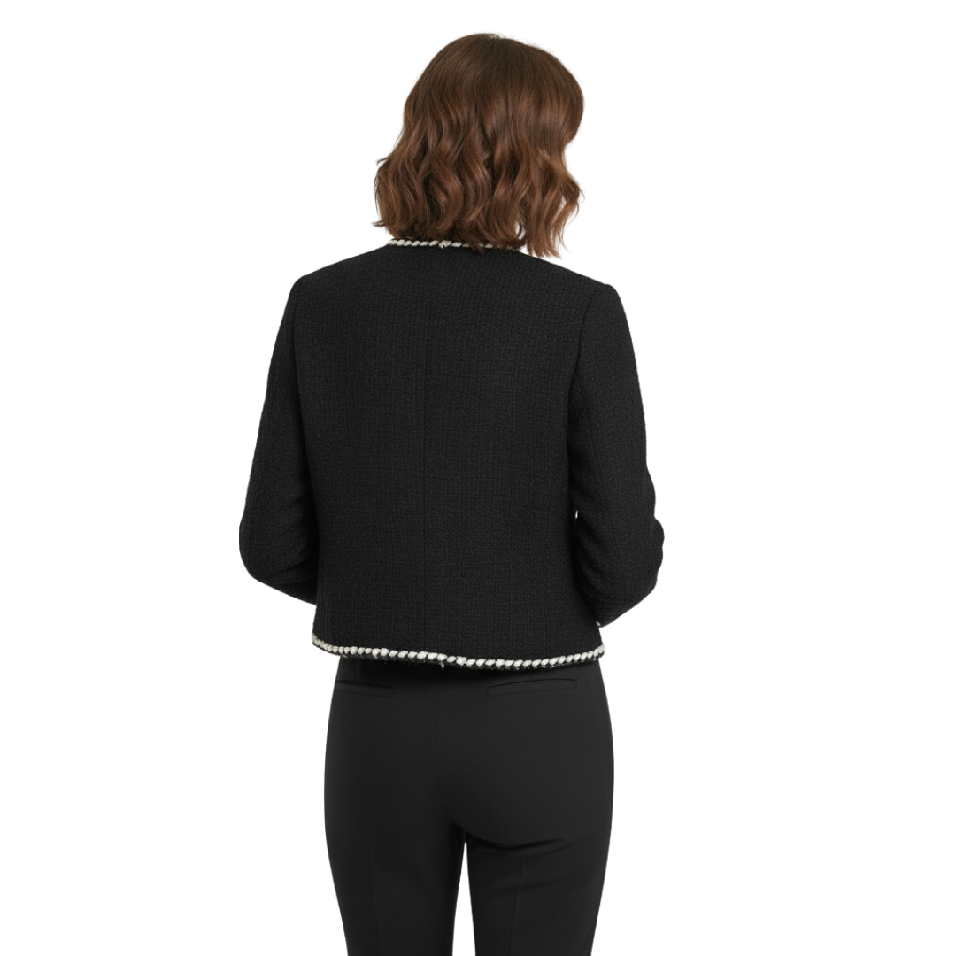 Damen Tweed-Jacke mit Knöpfen – Bellever Klassischer Blazer mit Goldbesatz