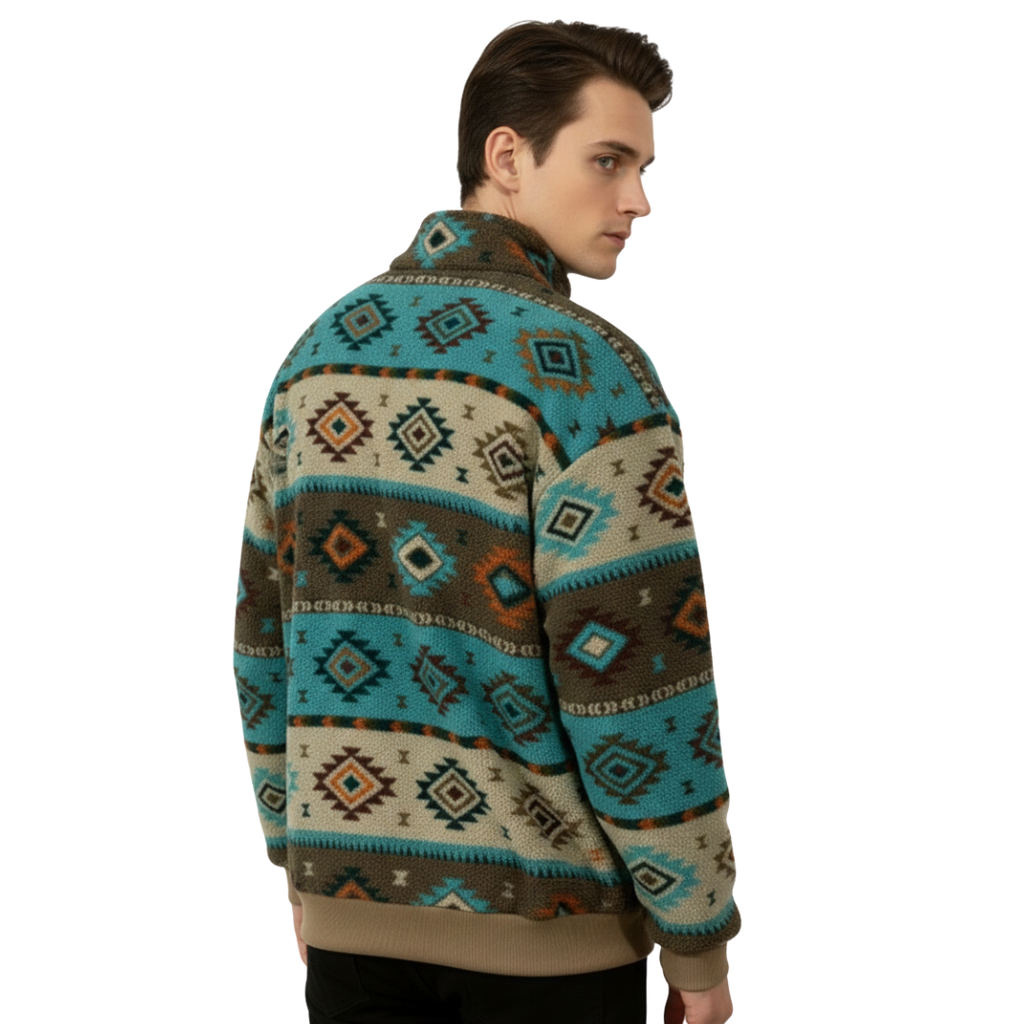 AlpinePattern Fleece-Pullover im Winterdesign