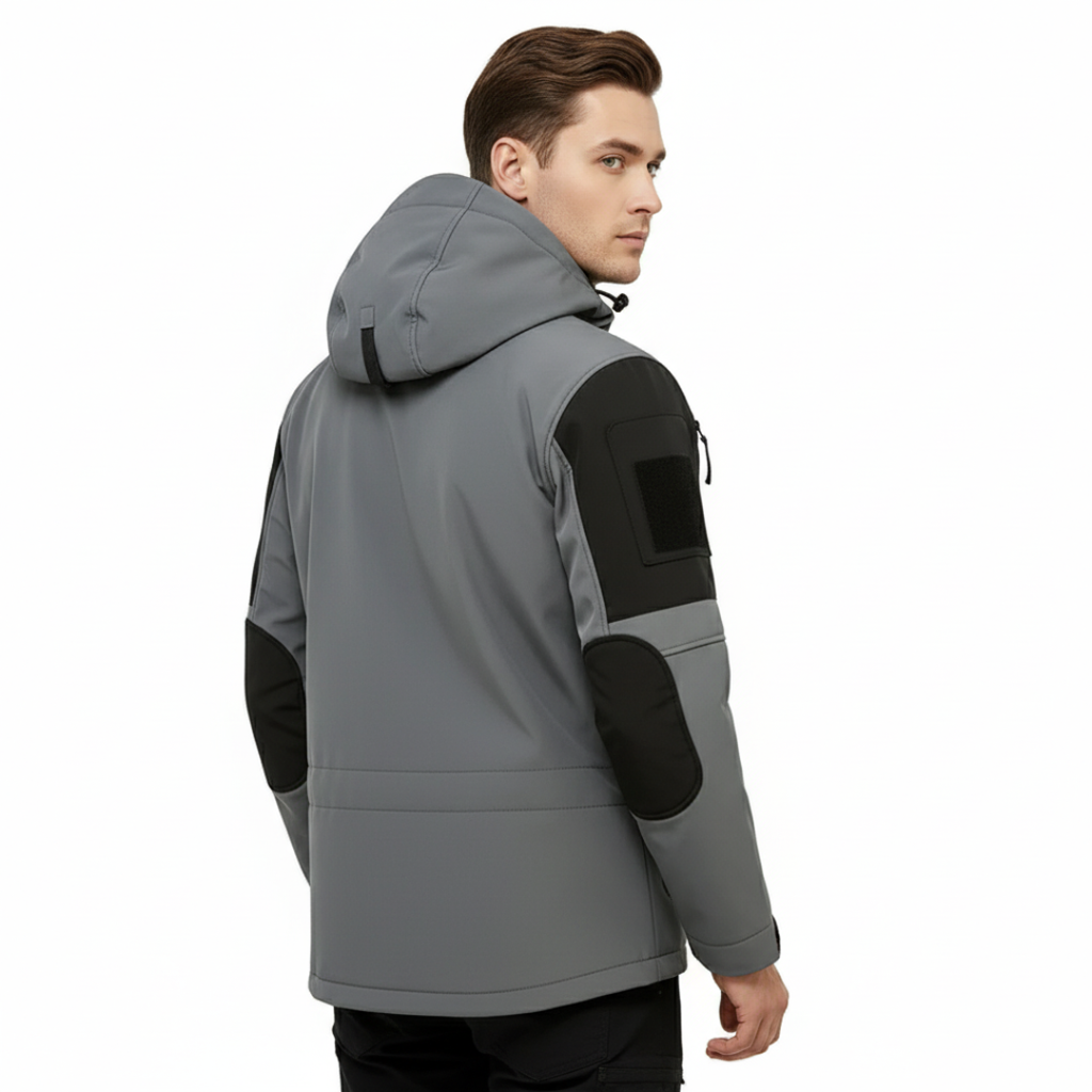 Wasserdichte taktische Fleecejacke für Herren – Winddichte Softshell mit Kapuze