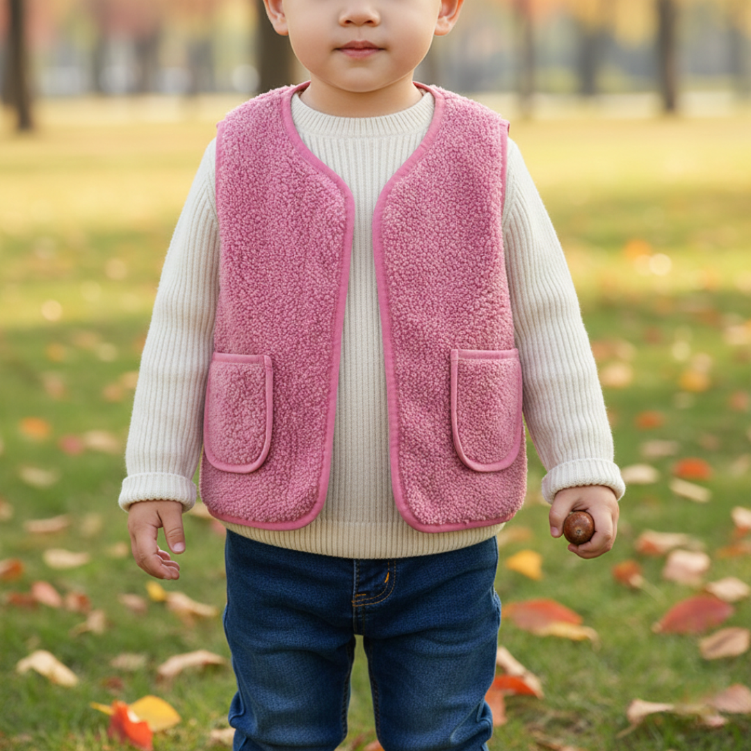 Weste für Kinder mit Reißverschluss & Tasche – CozyBear Vest