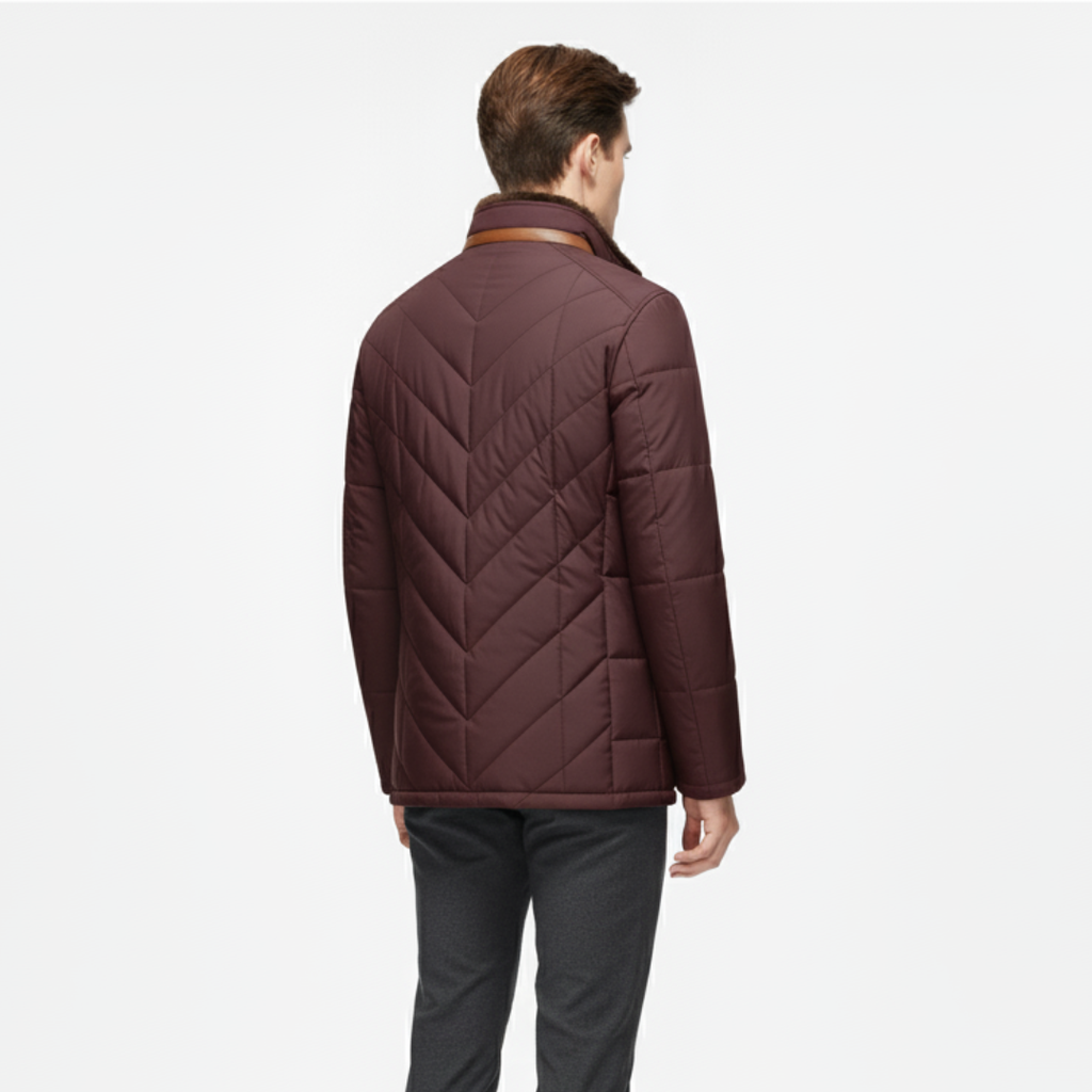 Herren Steppjacke mit Stehkragen – Warmer Gefütterter Wintermantel