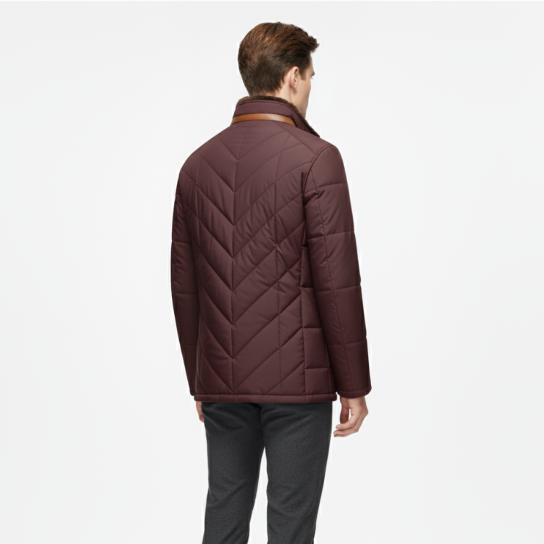 Herren Steppjacke mit Stehkragen – Warmer Gefütterter Wintermantel