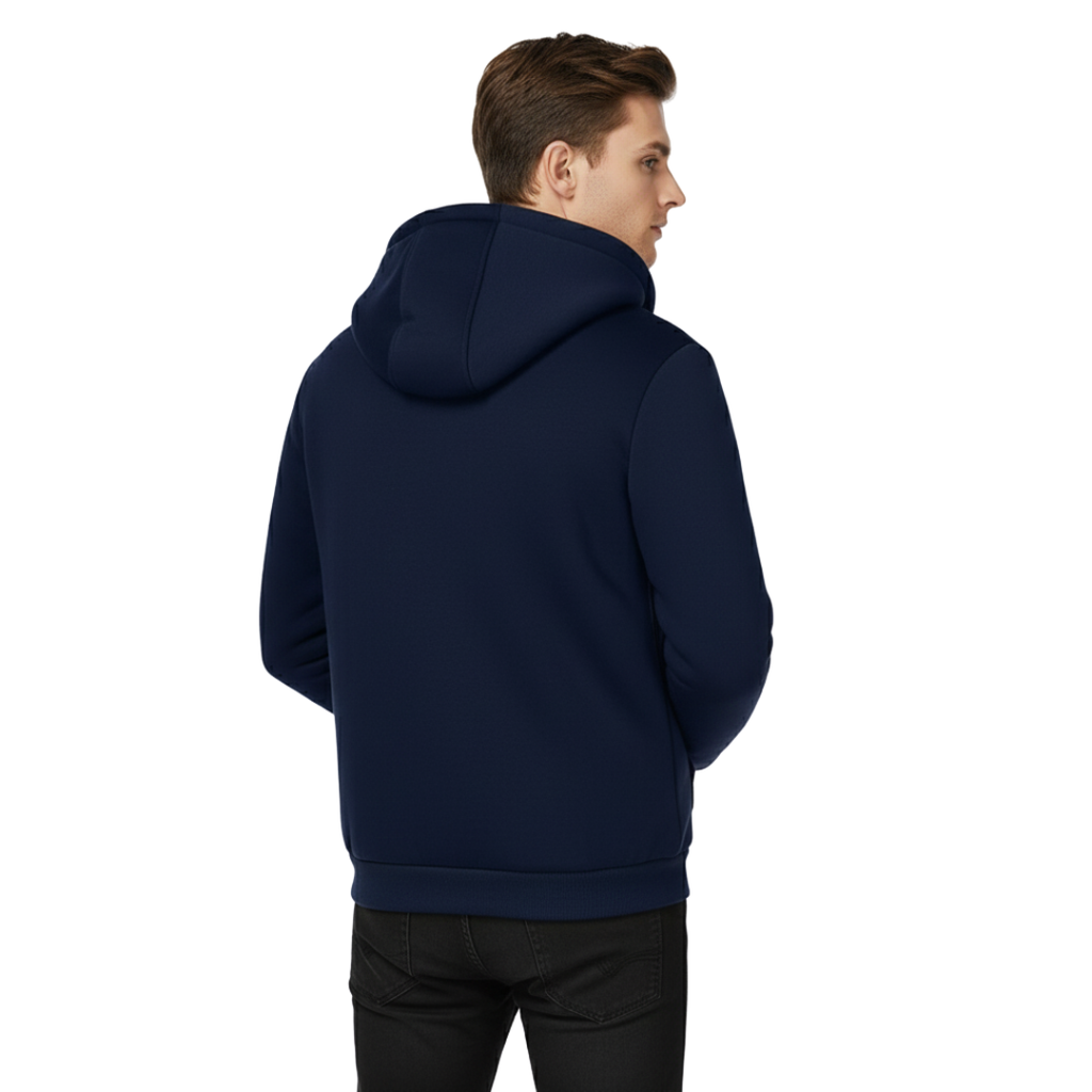 Herren Fleecejacke mit Sherpa-Futter – Dicke Thermo-Winterjacke mit Reißverschluss und Kapuze