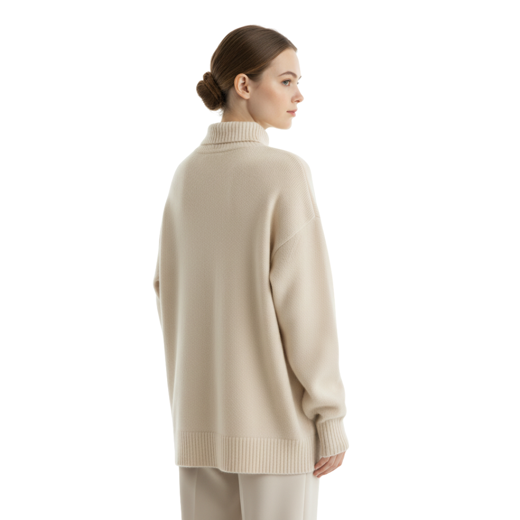 LuxeWool Pullover mit hohem Kragen