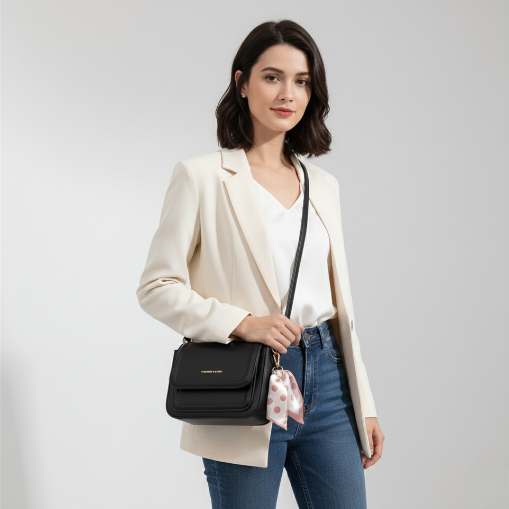Kleine quadratische Schultertasche aus PU-Leder