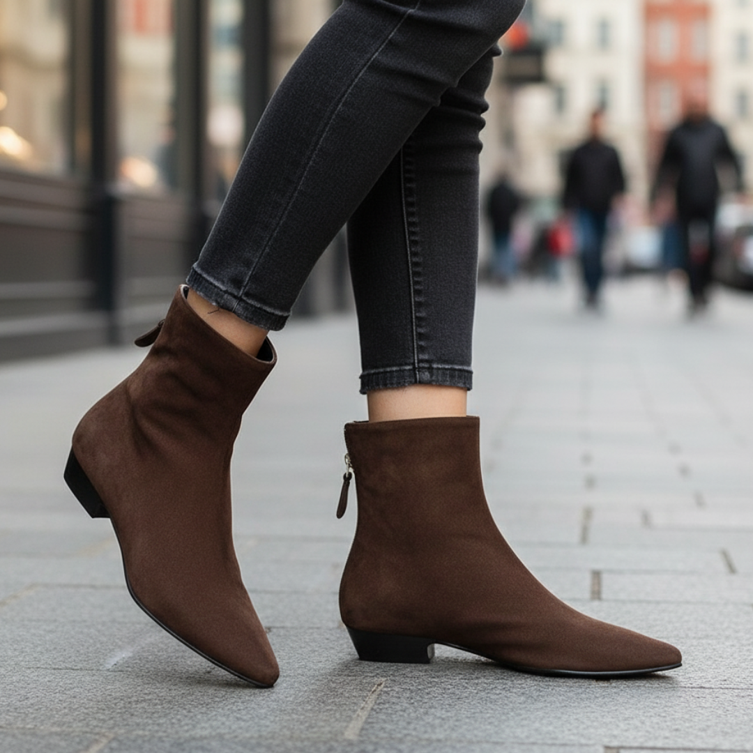 Damen Stiefel mit Plüschfutter & eckiger Zehenform – VelvetRoma Boots