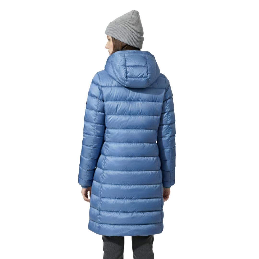 Damen Leichter Langer Daunenmantel – Warmer Mantel mit Kapuze