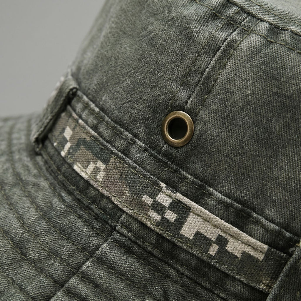 Herren Buschhut faltbar – breite Krempe mit Kinnband