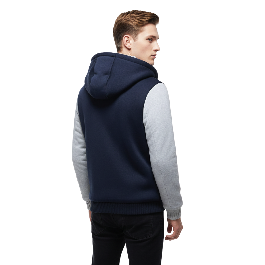 Herren Fleecejacke mit Sherpa-Futter – Warme Kapuzenjacke mit Reißverschluss für den Winter