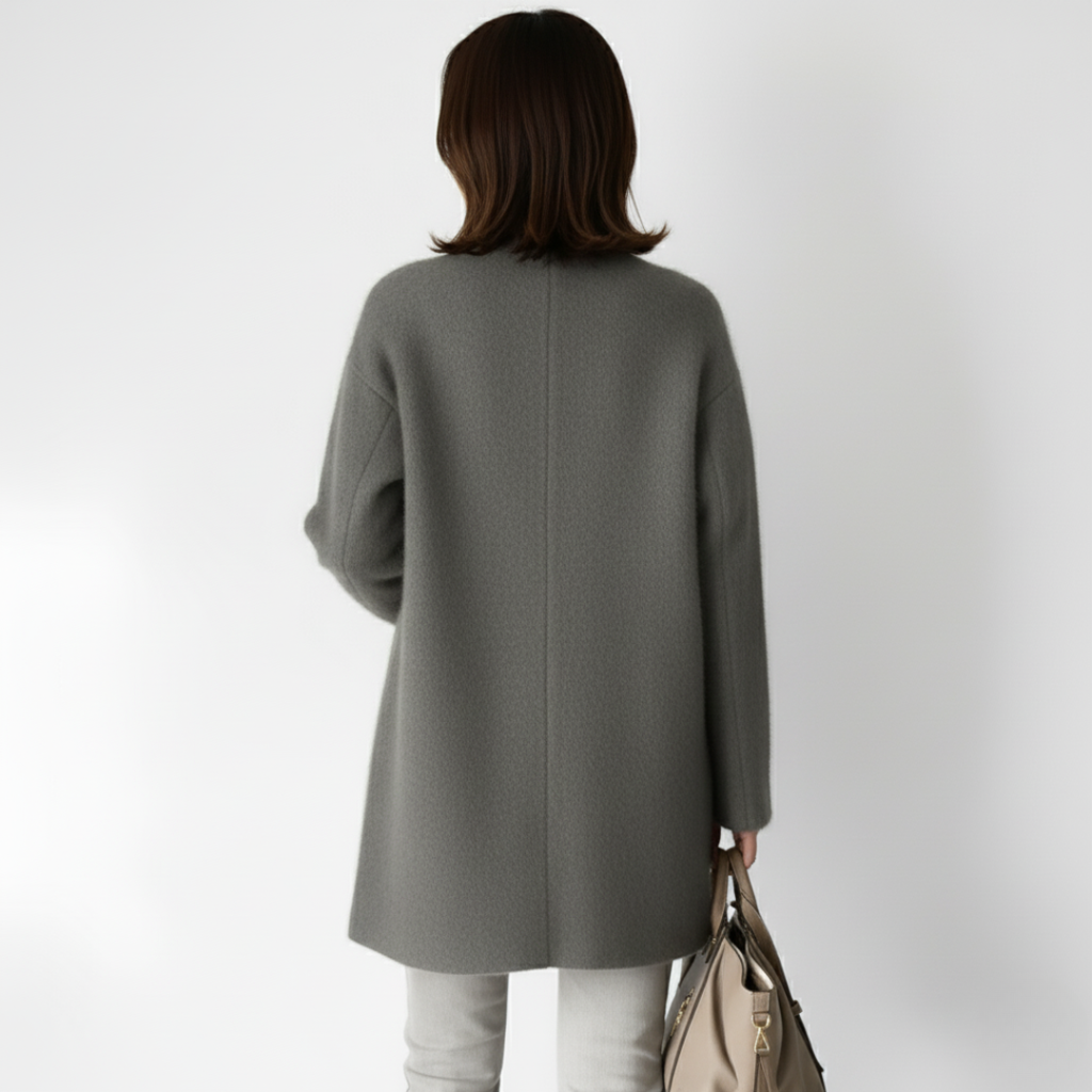 Damen langer Strickmantel – Weiche, geknöpfte Strickjacke