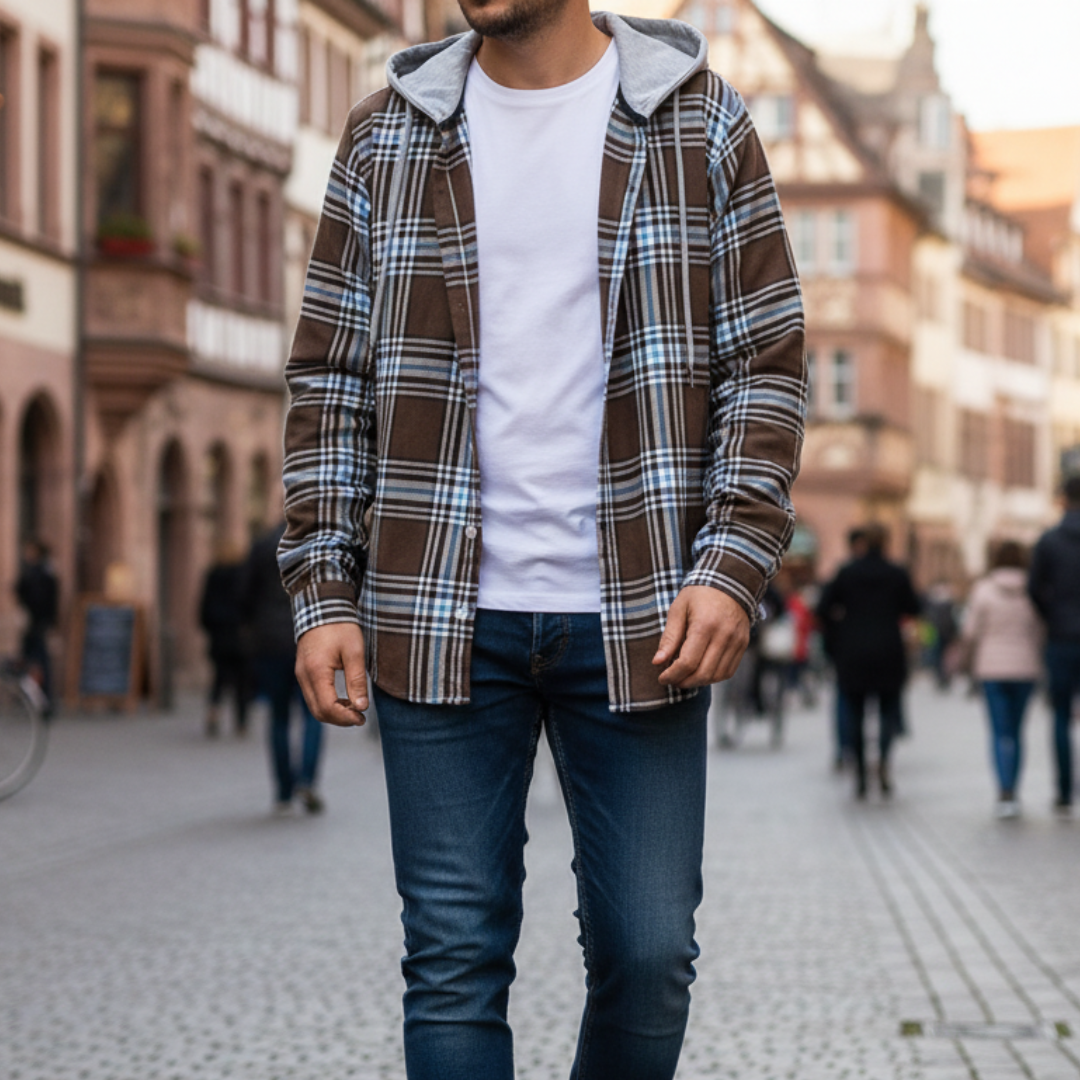 Flanell Pullover mit Kapuze & Karomuster – UrbanLoom Check