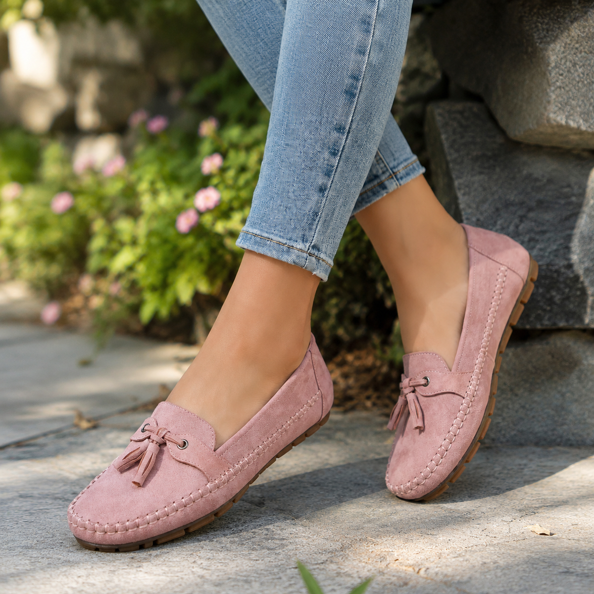 Damen-Komfort-Loafer aus Wildleder – extra weite Passform