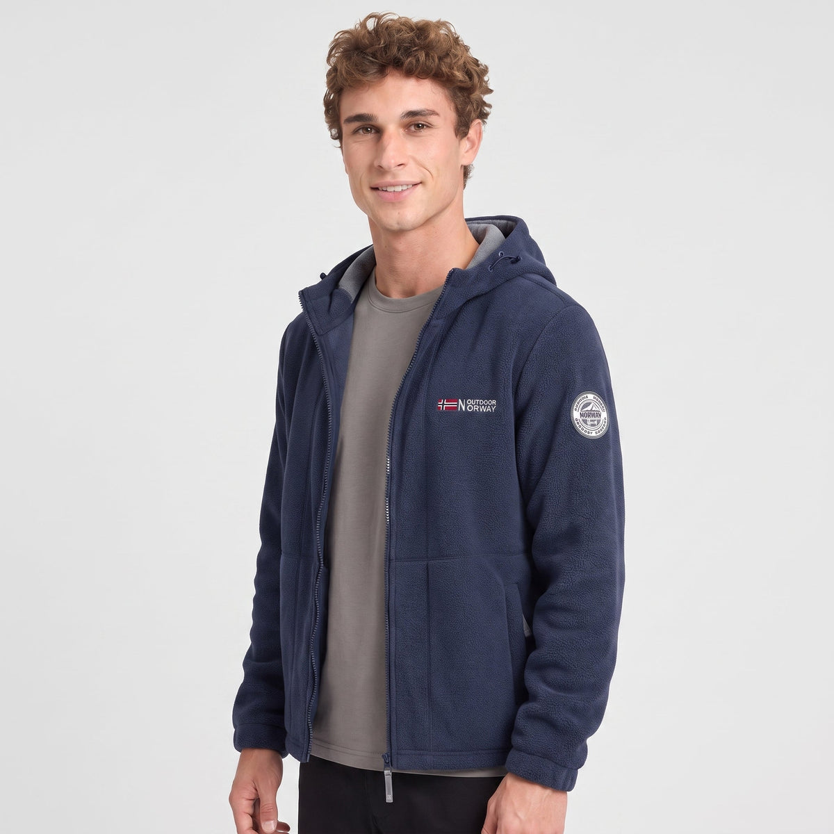 Herren Fleecejacke winddicht – mit Kapuze für Wandern und Spaziergänge