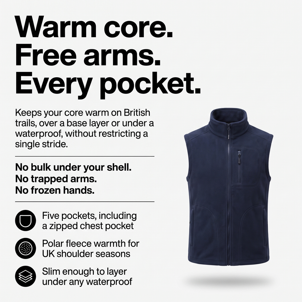 Herren Fleece-Weste mit vielen Taschen – Bodywarmer für Wandern und Outdoor