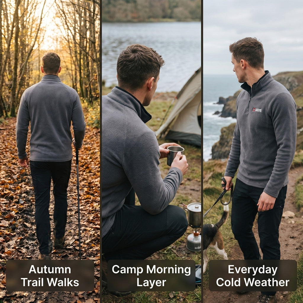 Herren Quarter-Zip Fleecepullover – leichter Fleece für Wandern und Camping