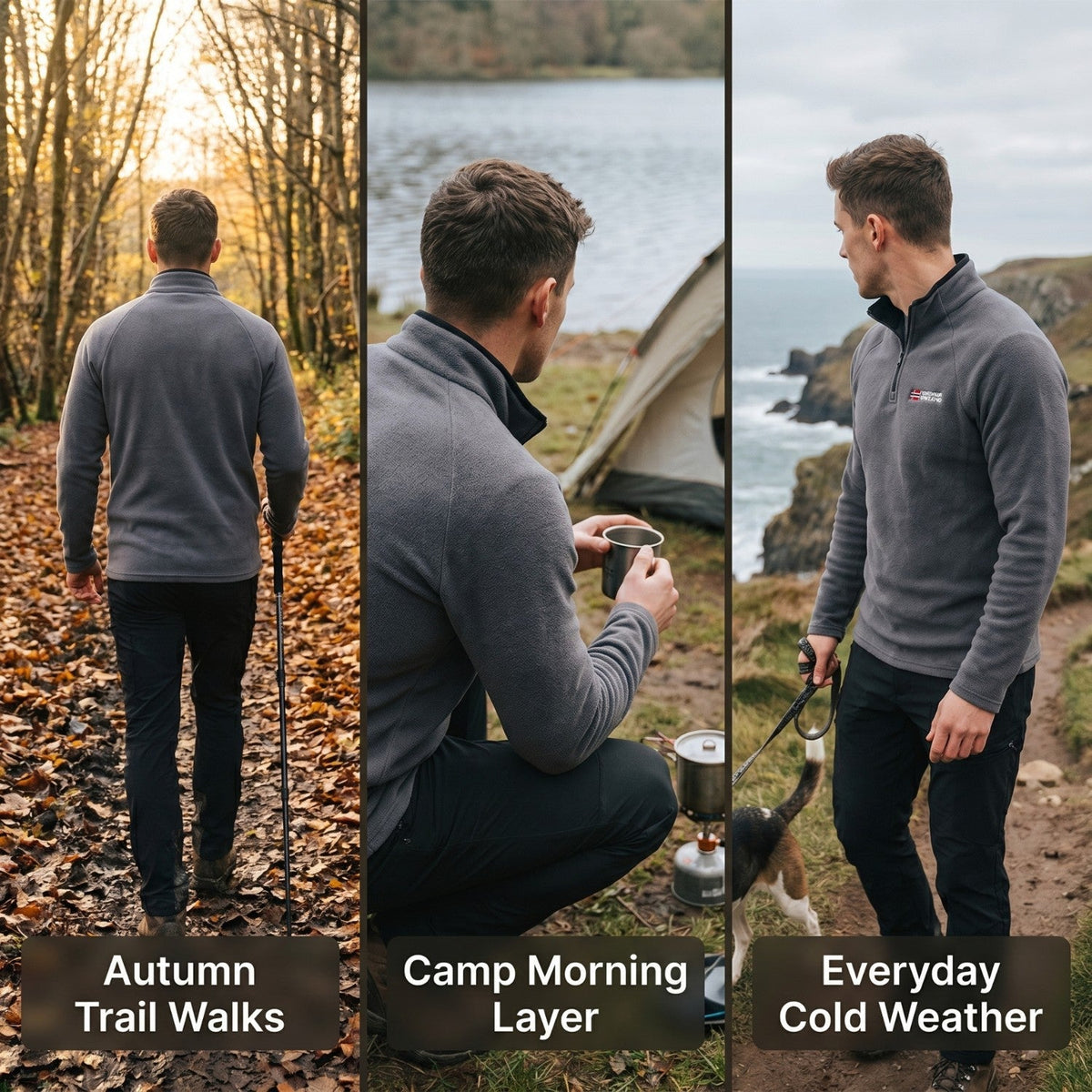 Herren Quarter-Zip Fleecepullover – leichter Fleece für Wandern und Camping