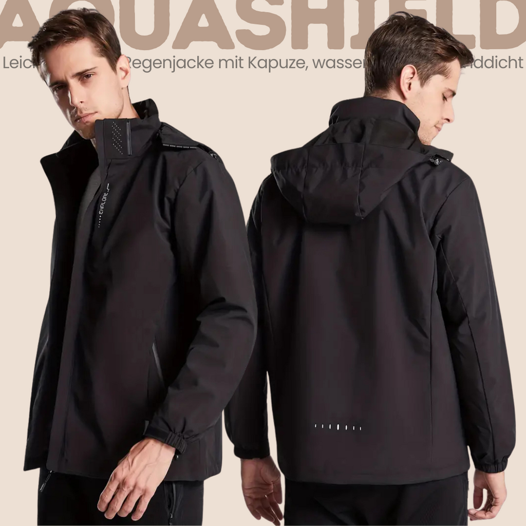 AquaShield - Leichte Herren-Regenjacke mit Kapuze, wasserdicht und winddicht
