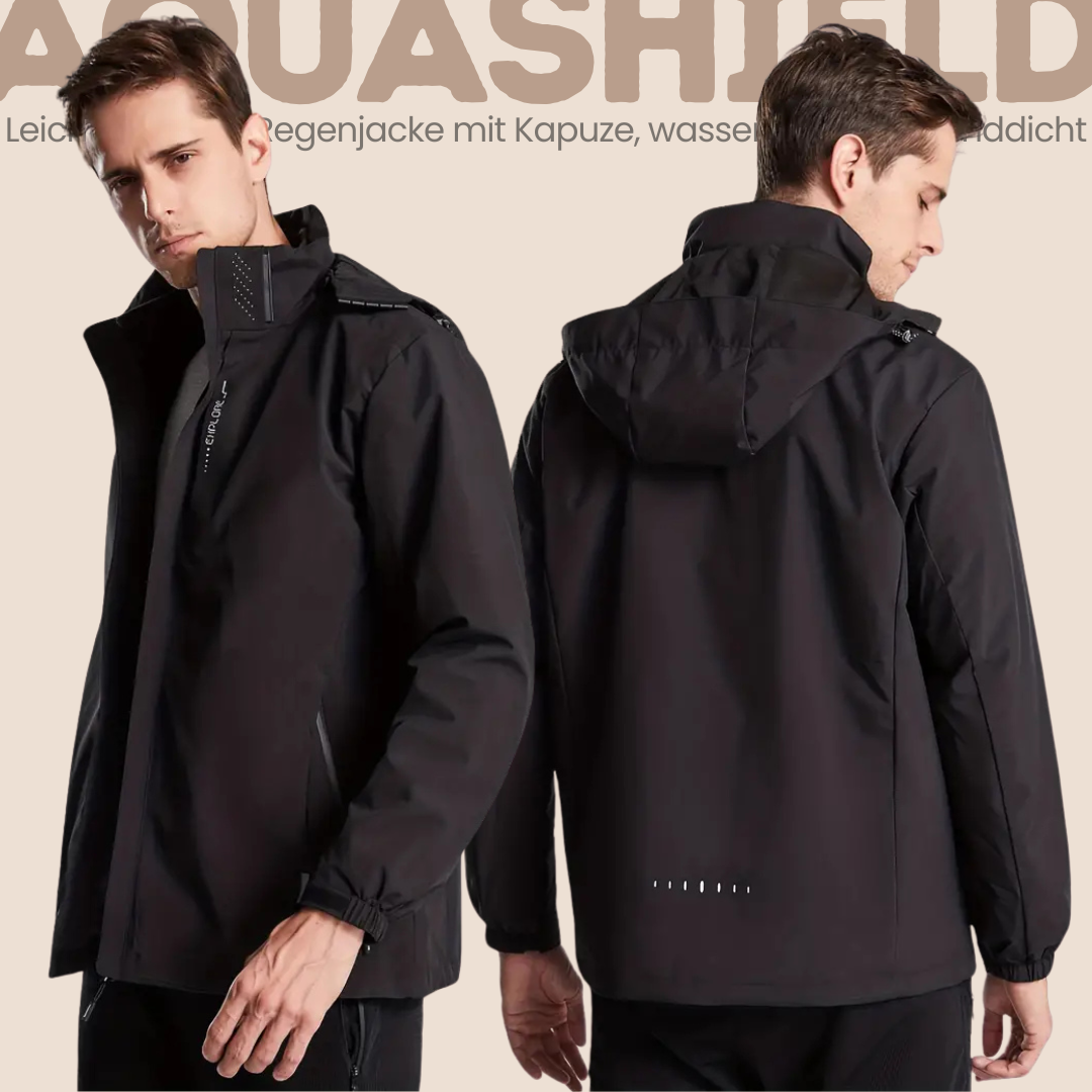 AquaShield - Leichte Herren-Regenjacke mit Kapuze, wasserdicht und winddicht