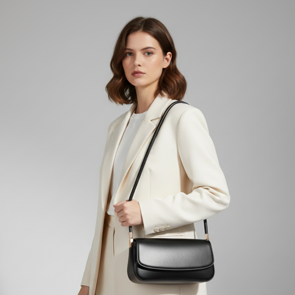 Premium Schultertasche aus echtem Leder