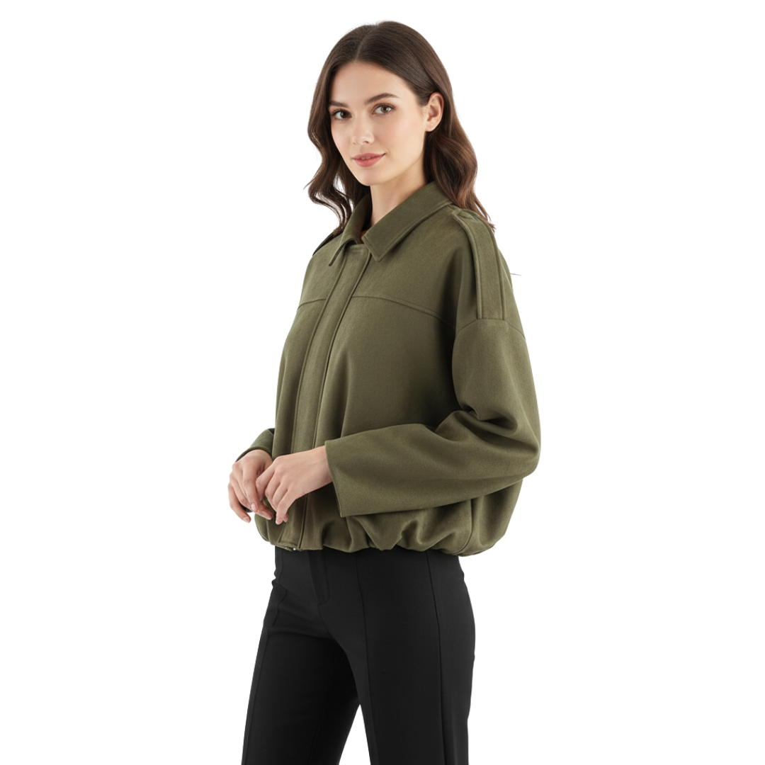 Damen Oversize Zip-Up Jacke – SoftFlow Urban Mantel