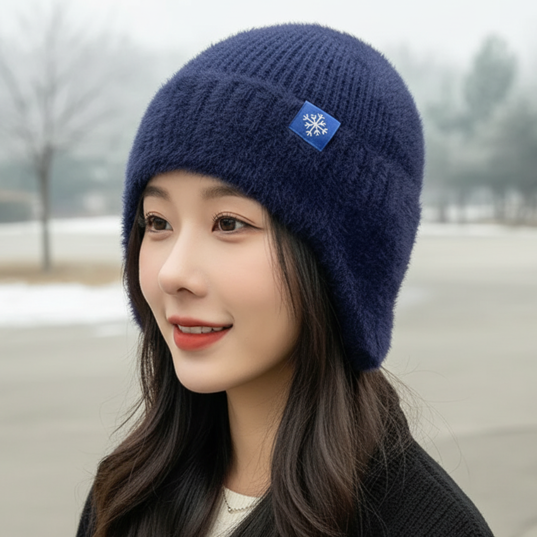 Mütze Damen mit Ohrenschutz & weichem Strick – SnowWarm Knit Cap