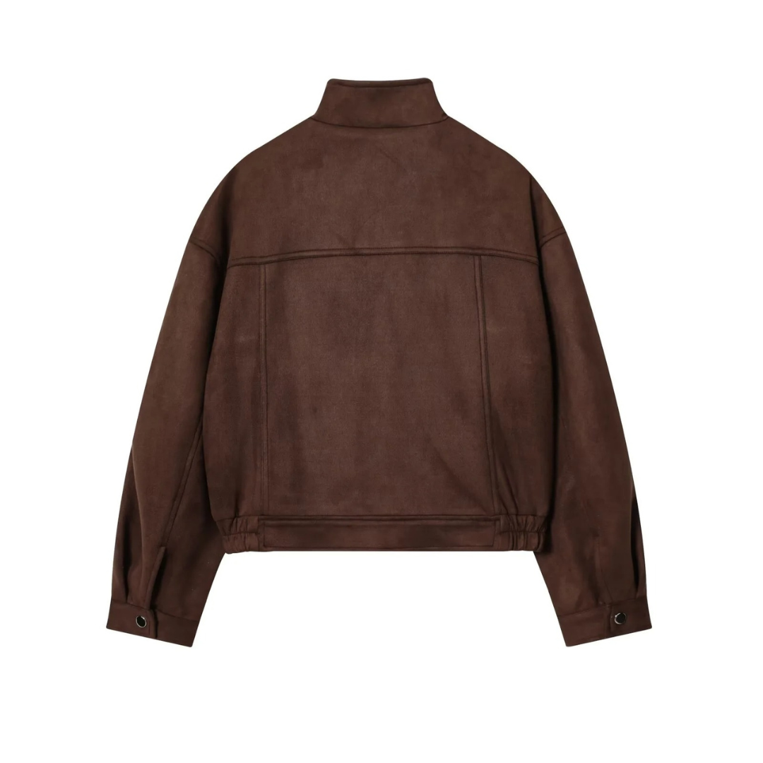 Mantel Damen mit Stehkragen & Taschen aus veganem Leder – UrbanNova Jacket