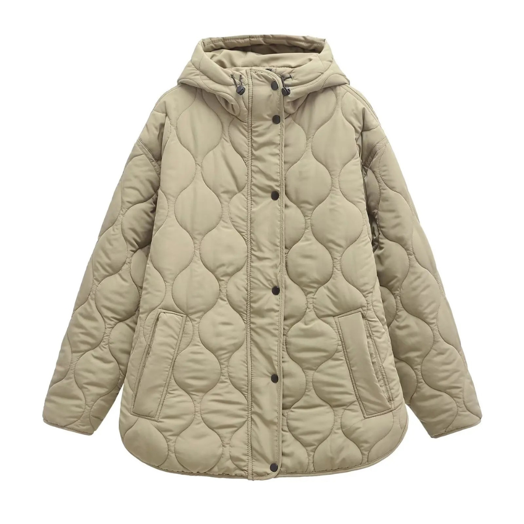 Mantel Damen mit Kapuze & Diamant-Steppdesign – ArcticWeave Coat
