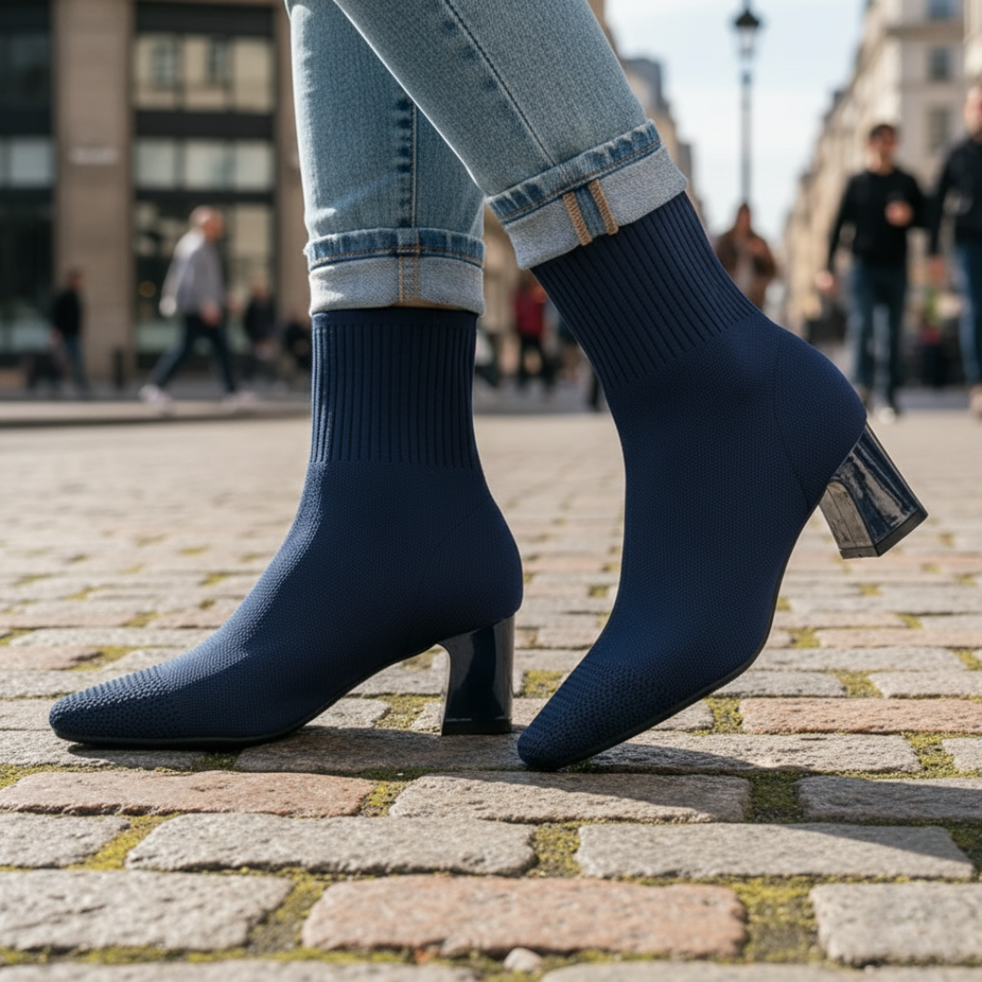 Stiefel mit Strickdesign & Absatz 4,5 cm – KnitEase Ankle Boots