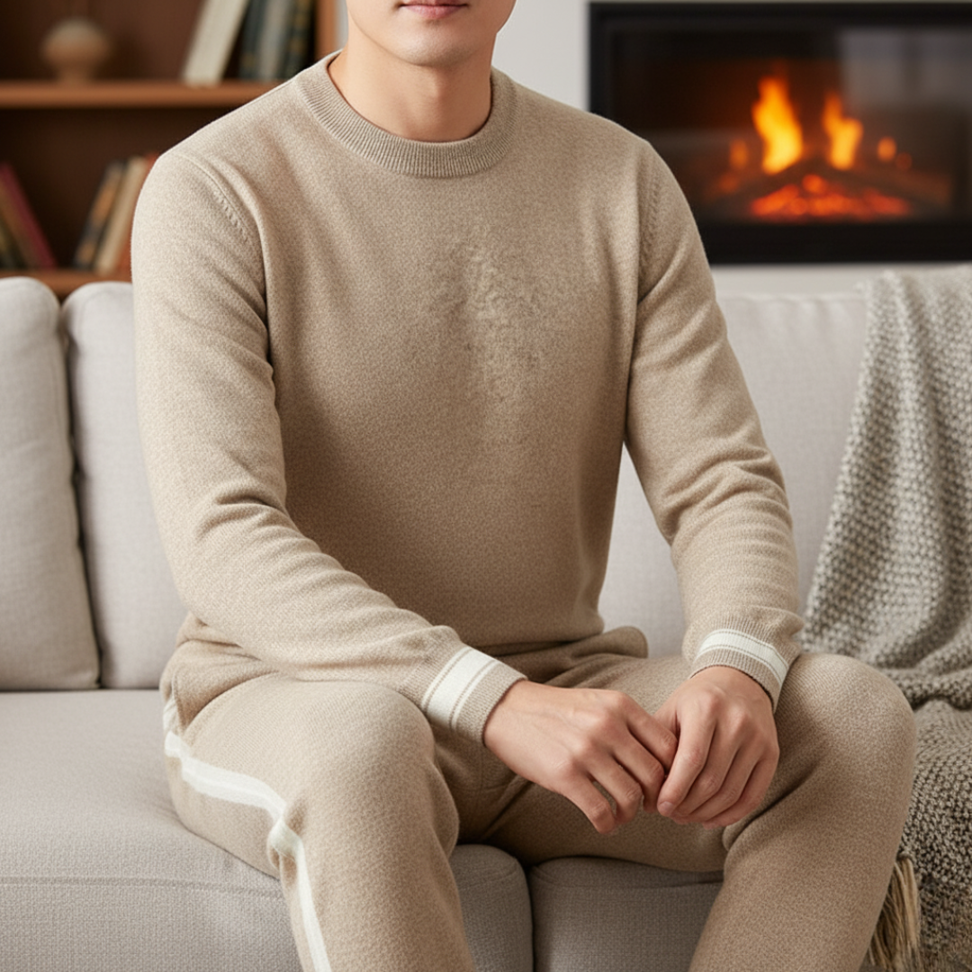 Herren Trainingsanzug – Zweiteiliges Set mit Pullover & Jogginghose | Weicher Strickanzug für Komfort & Stil