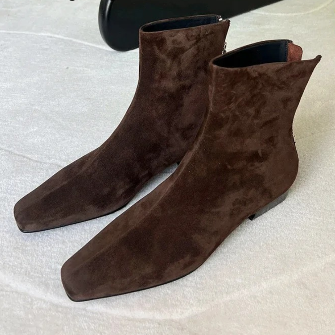 Damen Stiefel mit Plüschfutter & eckiger Zehenform – VelvetRoma Boots