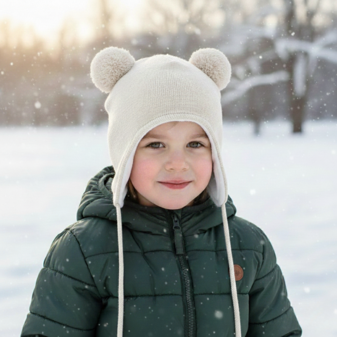 Mütze mit Ohrenklappen & Fleecefutter für Babys – BearHug Knit