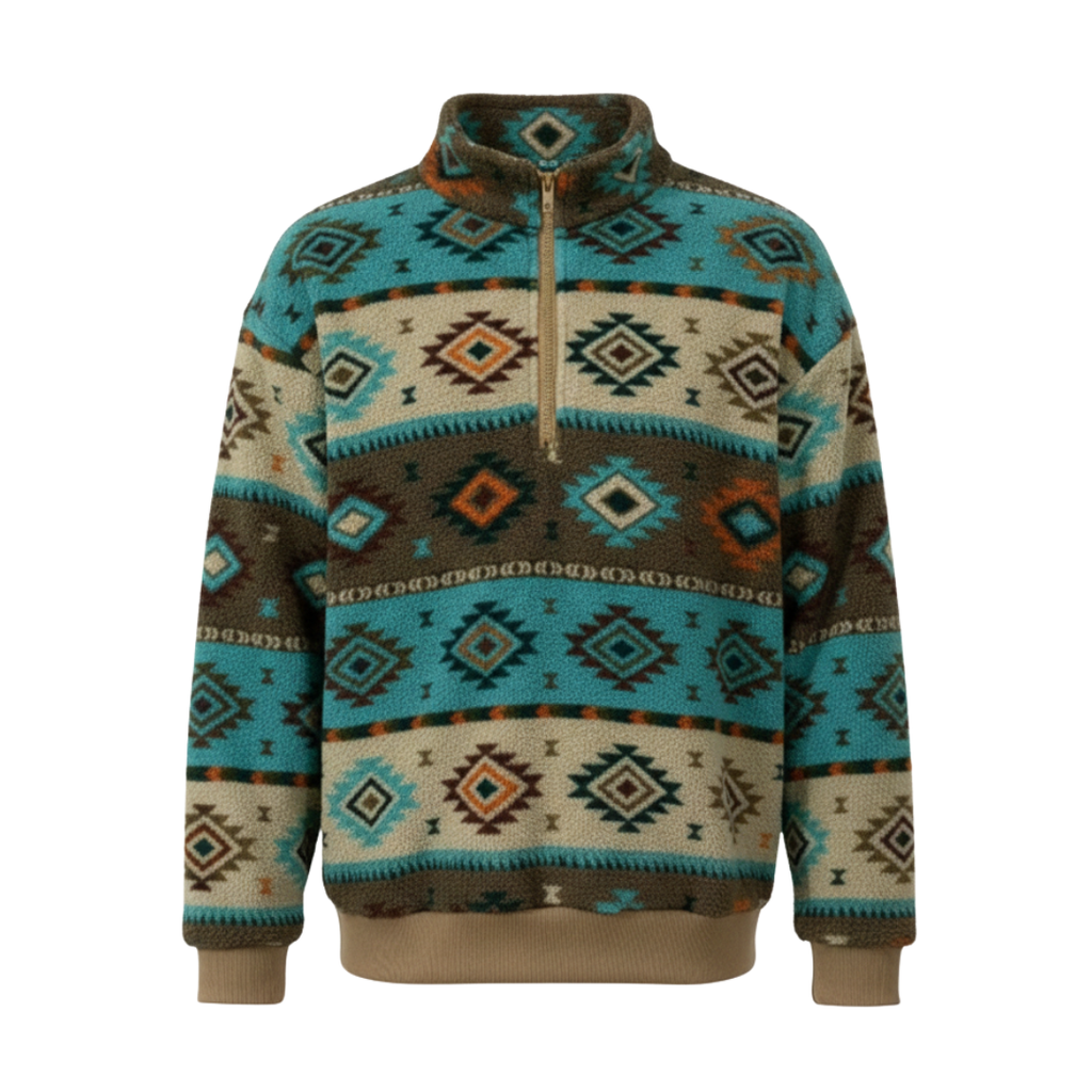 AlpinePattern Fleece-Pullover im Winterdesign