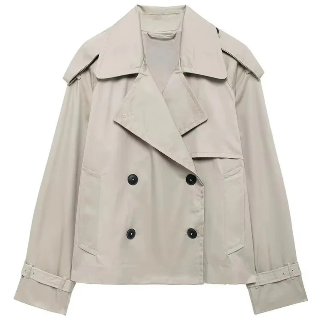 Mantel Damen kurz mit Doppelreiher & Oversized-Schnitt – UrbanChic Cropped Coat