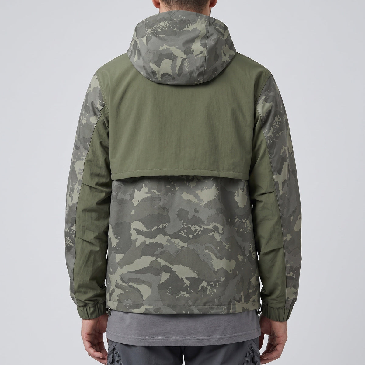 Herren Camo-Windbreaker – leichter Anorak mit Kapuze, Half-Zip