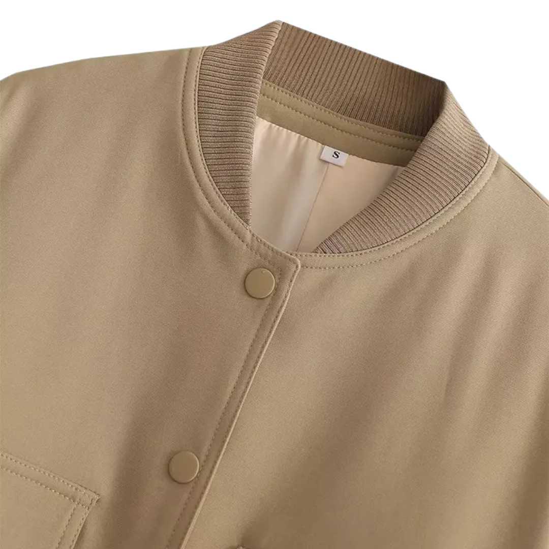 Mantel Damen mit V-Ausschnitt & Pattentaschen – Vellora Bomberjacke