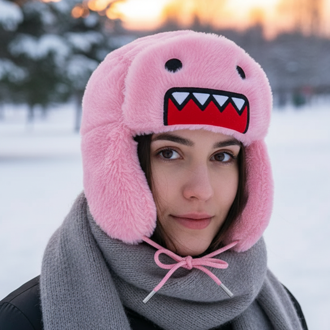 Mütze mit Ohrenklappen & Cartoon-Design – FrostBite Earflap Hat