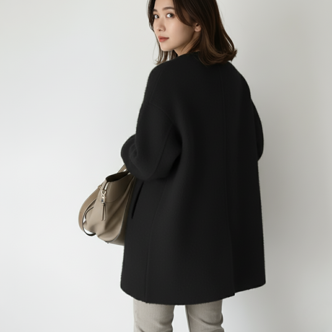 Damen langer Strickmantel – Weiche, geknöpfte Strickjacke