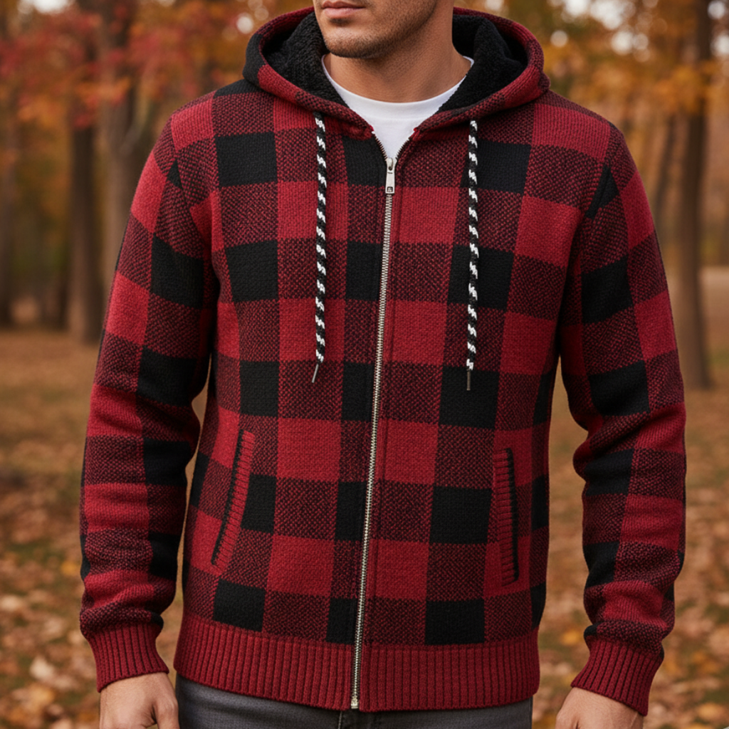 Flanell Pullover mit Fleecefutter & Kapuze – NordHaven Check Jacket