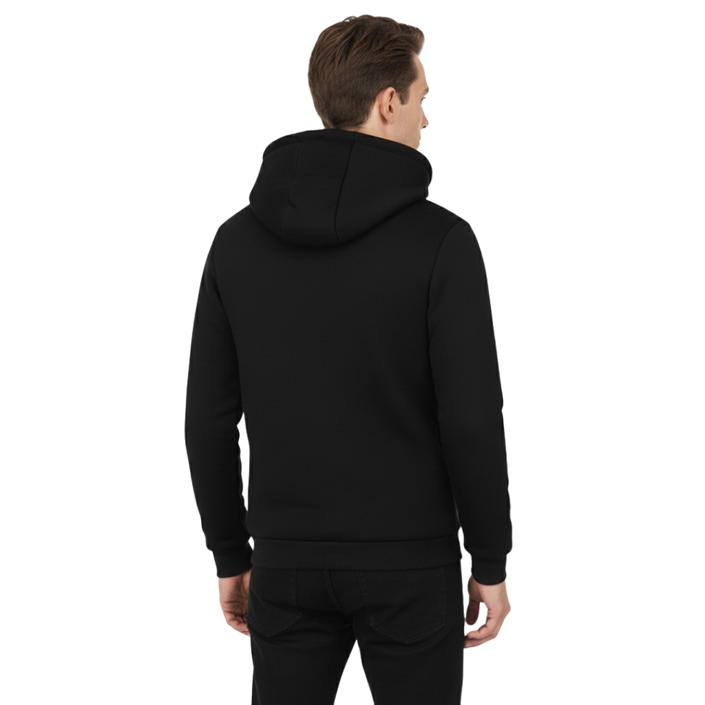 Herren Fleecejacke mit Sherpa-Futter – Dicke Thermo-Winterjacke mit Reißverschluss und Kapuze