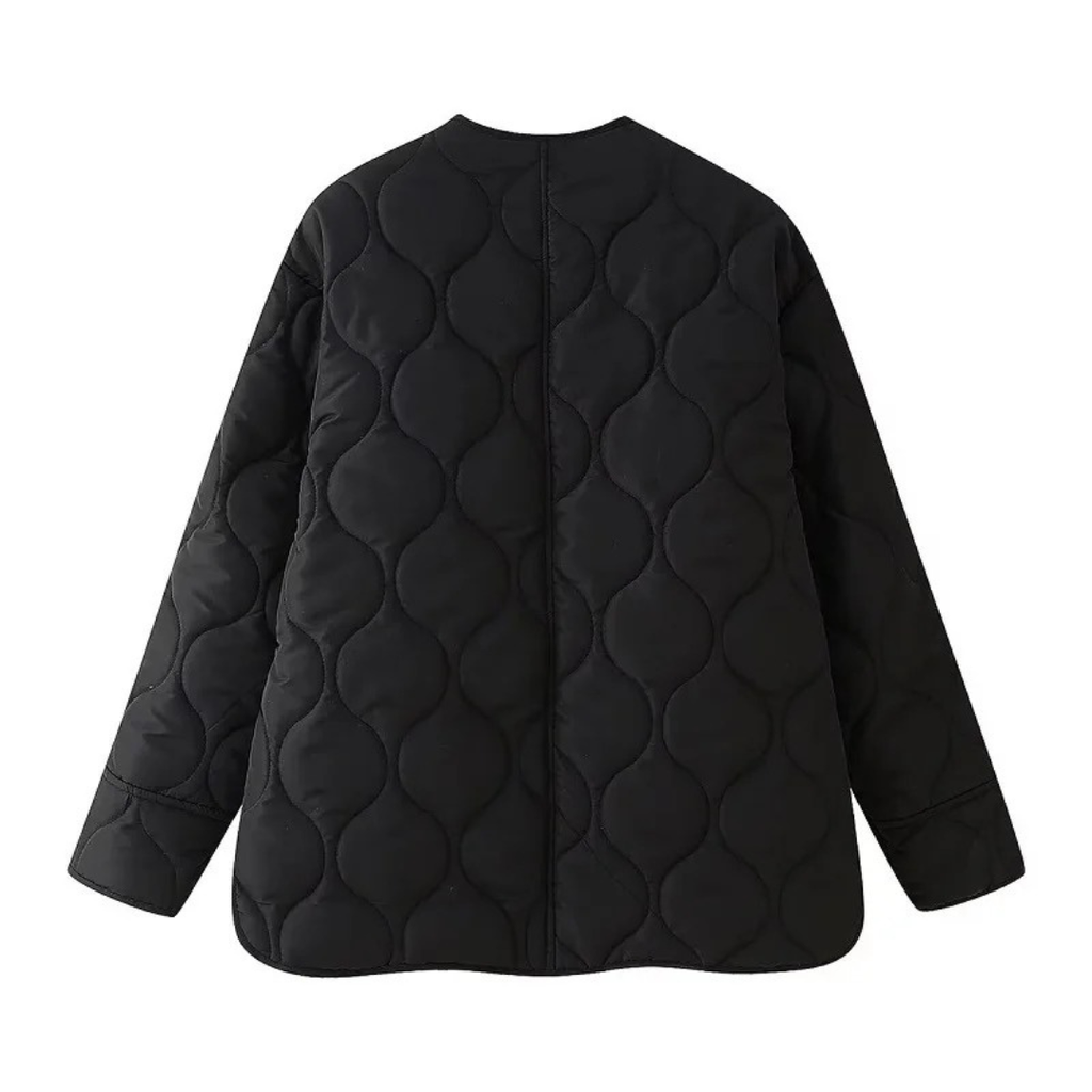Mantel Damen gesteppt mit Rundhalsausschnitt & Druckknöpfen – QuiltaShell Jacke