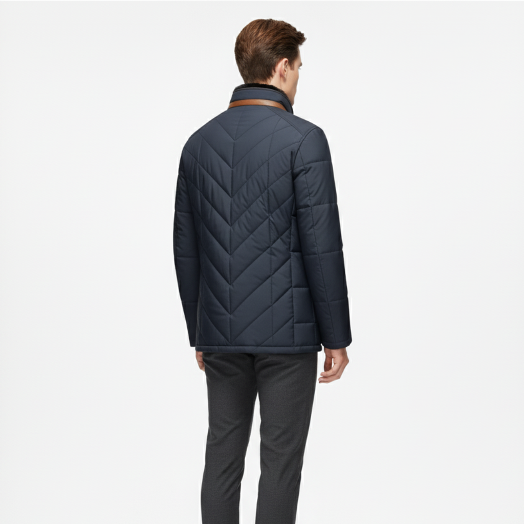 Herren Steppjacke mit Stehkragen – Warmer Gefütterter Wintermantel