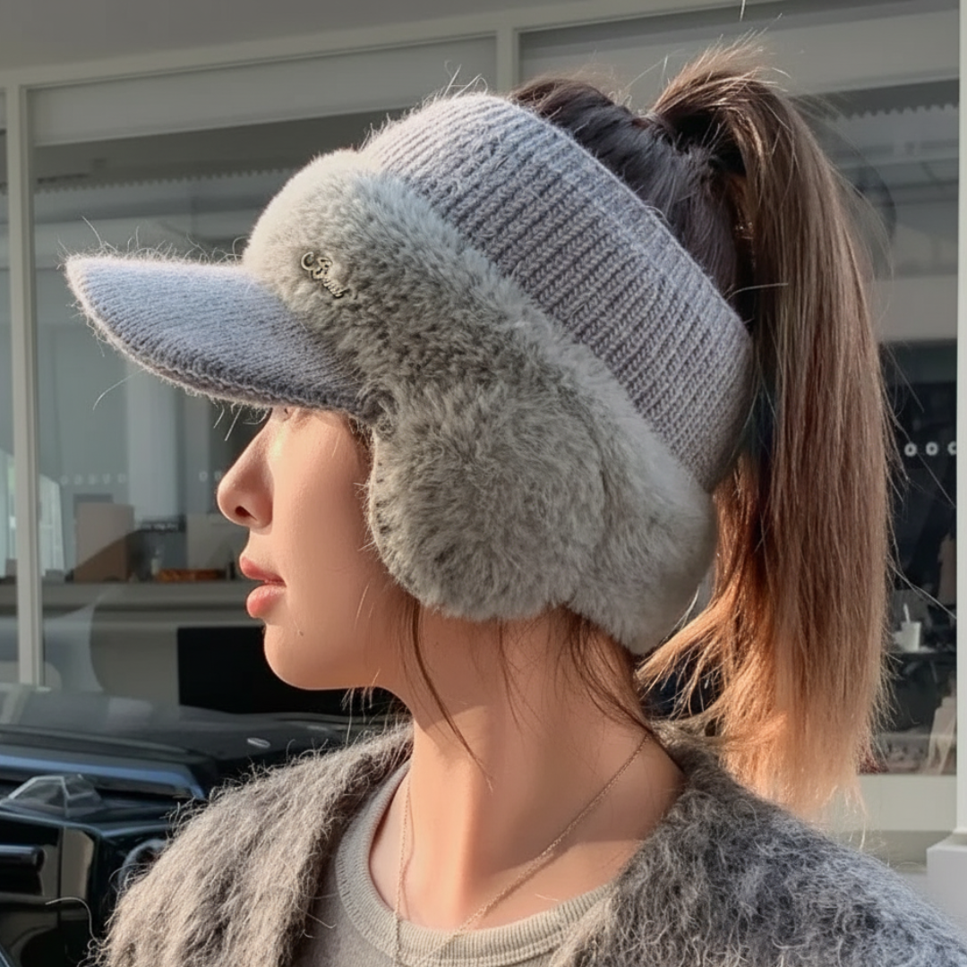 Mütze mit Ohrenschutz & Ponytail-Öffnung – FrostEase Knit Cap
