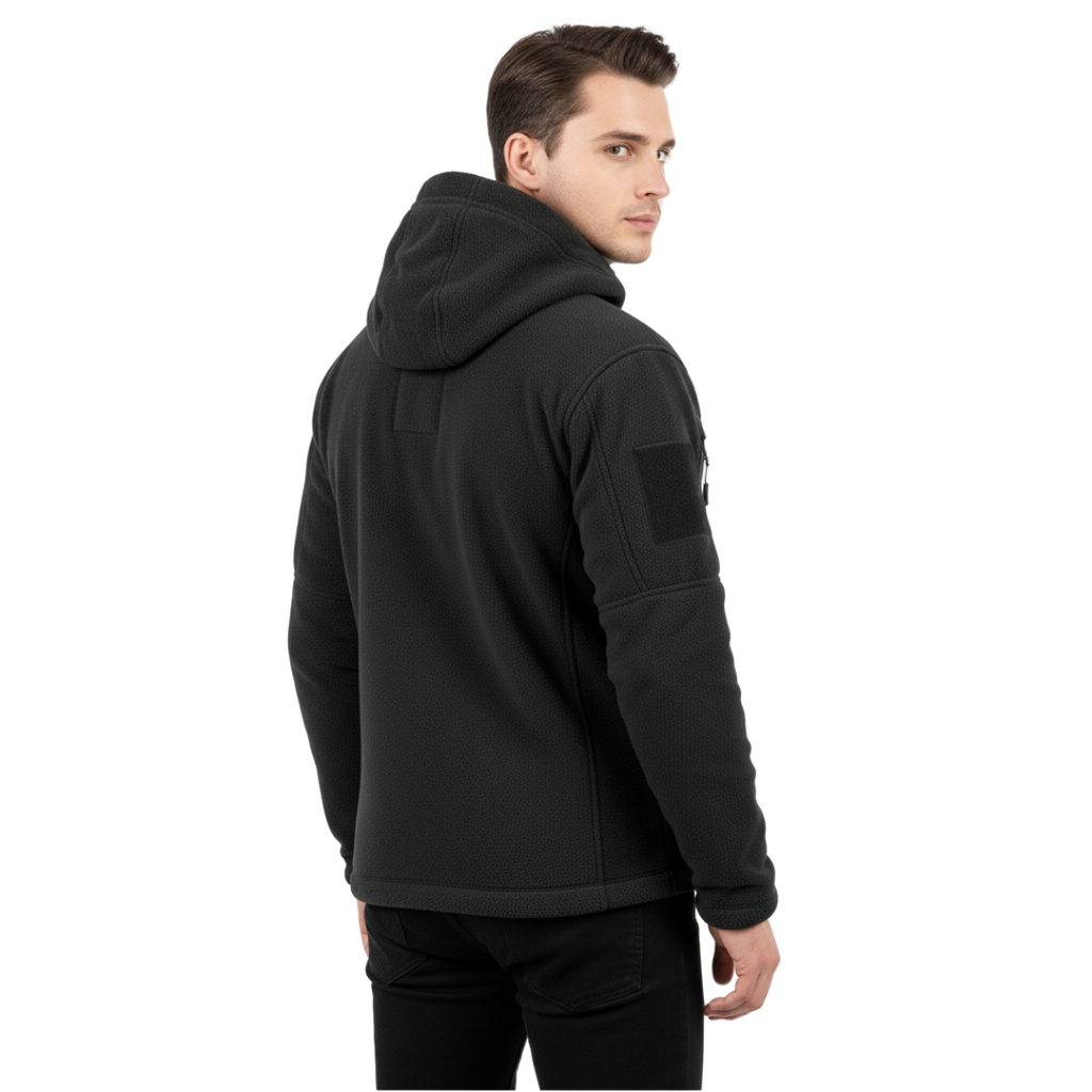 Herren Taktische Fleecejacke – Thermo Outdoor Hoodie mit Reißverschlusstaschen