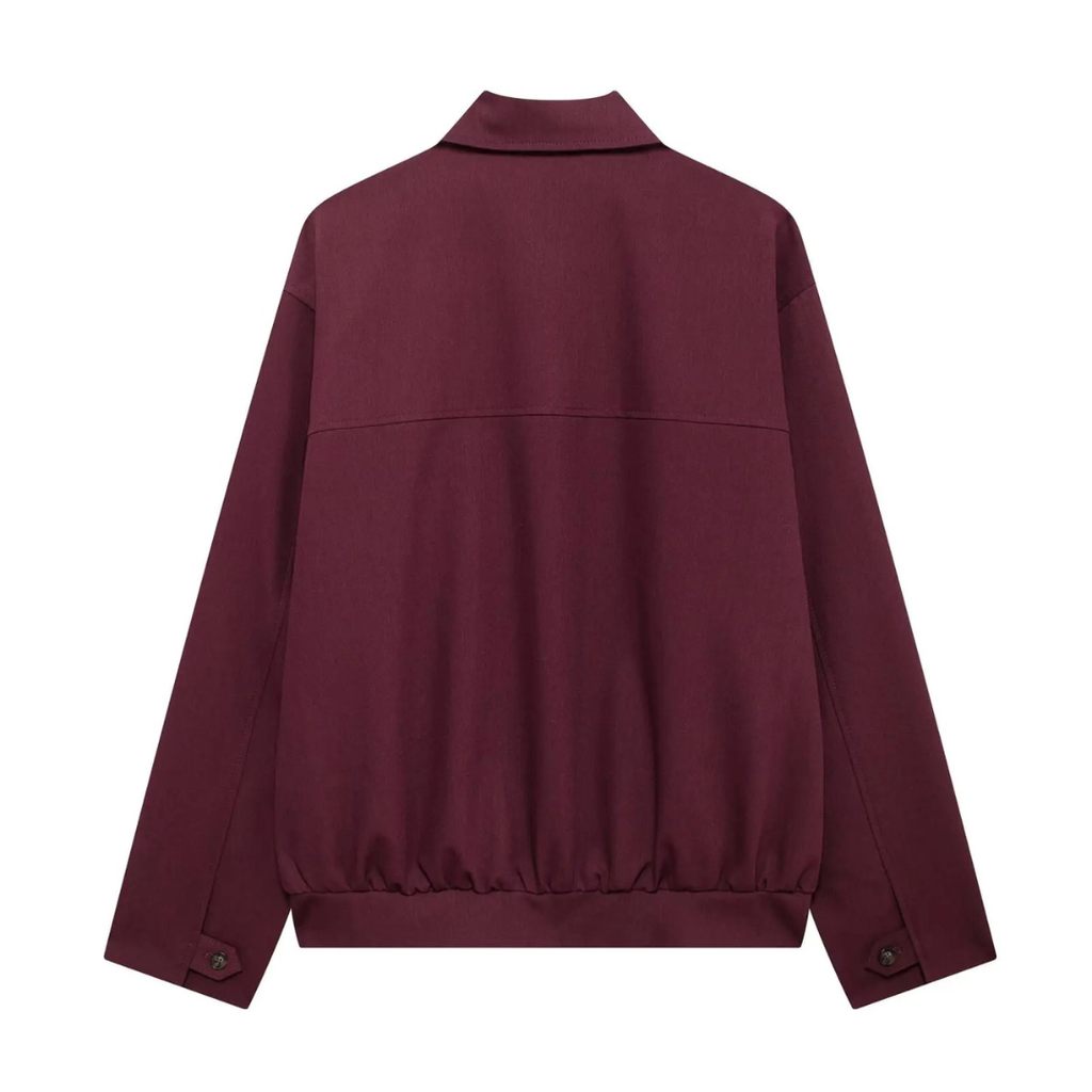 Damenjacke mit entspanntem Kragen – Minimalistische Weinrote Reißverschlussjacke