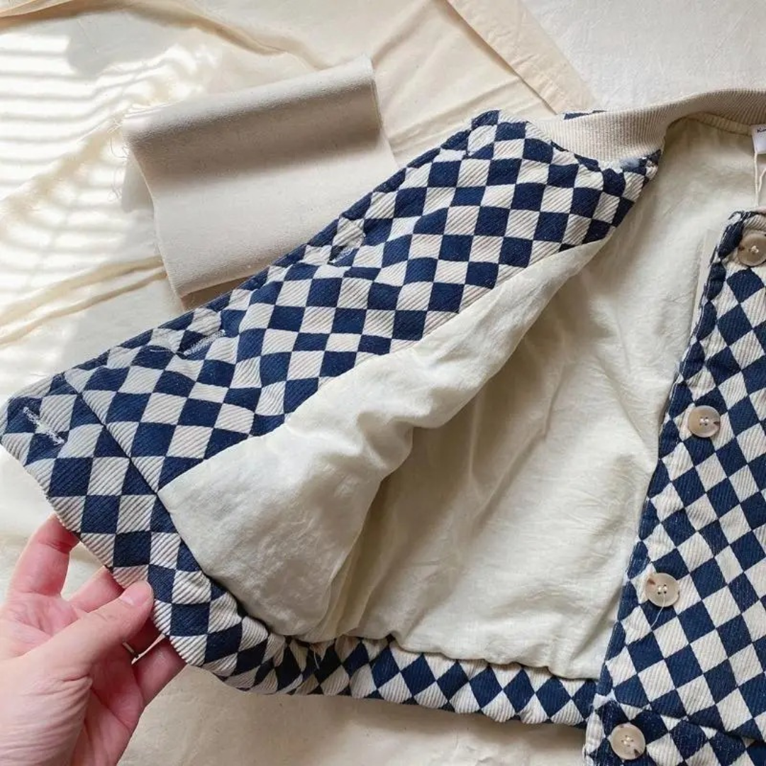 Weste mit gestepptem Baumwollmuster & Karodesign – CozyCheck Kids Vest